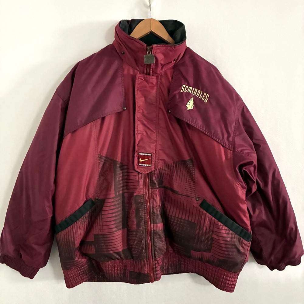 Vtg Nike Florida State University Seminoles Down Puffer Jacket XL Embroidered